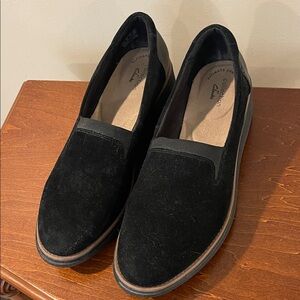 Clarks Black Suede Loafers
